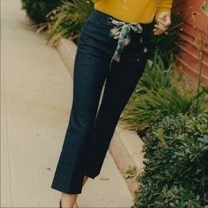 Anthropologie essential crop flare jean silk tie